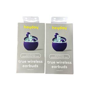 HEYDAY True Wireless Earbuds W/Rechargeable Case Micro USB Charging Cable Purple